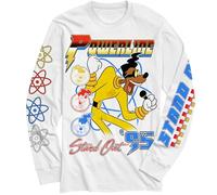 Disney Stand Out Powerline Goofy Movie Concert Tour Langarm-T-Shirt, Weiss/opulenter Garten, Mittel