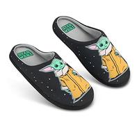 Disney Star Wars Hausschuhe Herren, Grumpy & Baby Yoda Slipper Herren, Jungen & Teenager - Star Wars Geschenke für Männer (Schwarzes Baby Yoda, 41 EU)