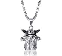 Disney Star Wars Mandalorian The Child Men’s Stainless Steel 3D Pendant Necklace, 22” Box Chain