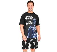 Disney Star Wars Schlafanzug Herren Kurz, Pyjama T-Shirt & Shorts - Papa Geschenk (Schwarz Darth Vader, S)