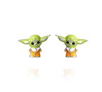 Disney Star Wars "The Mandalorian" The Child Sterling Silver 3D Grogu Enamel Stud Ohrstecker, offiziell lizenziert, Sterling Silber