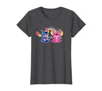 Disney Stitch and Angel Living the Dream T-Shirt, Damen, Anthrazit Meliert, 3XL