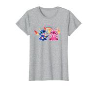 Disney Stitch and Angel Living the Dream T-Shirt, Damen, Grau Meliert, S
