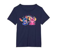 Disney Stitch and Angel Living the Dream T-Shirt, Damen Große Größen, Marineblau, 4X