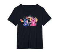 Disney Stitch and Angel Living the Dream T-Shirt, Damen Große Größen, Schwarz, 2X
