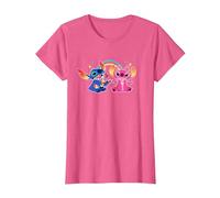 Disney Stitch and Angel Living the Dream T-Shirt, Damen, Rosa Meliert, XXL