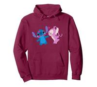 Disney Stitch and Angel Valentine’s Day Kisses Pullover Hoodie, Unisex für Erwachsene, Kastanienbraun, XXL