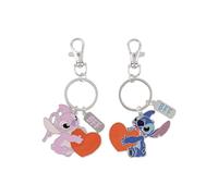 Disney Stitch & Angel Kinder-Schlüsselanhänger-Set, Cartoon-Herzanhänger, 2 Stück, mehrfarbig, One size