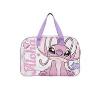 Disney Stitch Angel Strandtasche, Reisetasche, Große Einkaufstasche, Transparentes Design, Schultertasche, Geschenk für Frauen und Teenager