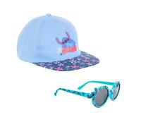 Disney Stitch Baseball Cap und Sonnenbrille für Mädchen, UV-Schutz Sonnenbrille Runde Design, Sommer Cap für Kinder (DE/NL/SE/PL, Numerisch, 53, Blau)