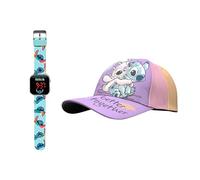 Disney Stitch Baseballkappe und Uhr für Mädchen, Kinder Sommer-Baseballmütze Stitch Design LED Uhr, Geschenk für Mädchen | Lila