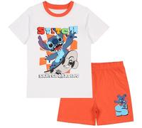 Disney Stitch Baumwolle Zweiteiliger Schlafanzug für Jungen mit kurzen Ärmeln FÜR Sommer (DE/NL/SE/PL, Numerisch, 122, Regular, orange und weiß)
