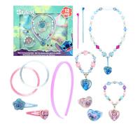 Disney Stitch Beauty Set, Inklusive aus 2 Ringen, 4 Armbändern, Halskette, 2 Haarspangen, 2 Haarverlängerungen und Haarband, Schönheitsset Geschenk für Mädchen