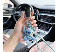 Disney Stitch beflockter Schlüsselanhänger mit Puppenanhänger und Armband für Autoschlüssel, Rucksack, Tasche, Accessoire, Schulanfang, Bestie-Geschen