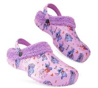 Disney Stitch Clogs Hausschuhe Damen Gartenschuhe Gefüttert mit oder ohne Abnehmbaren Ansteckern Geschenk für Frauen (Violett Stitch, 39/40 EU)