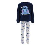Disney Stitch Damen Schlafanzug, 2-Teiliger Weicher Fleece aus Baumwolle Pyjamas, Geschenk für Frauen, Mädchen und Teenager (DE/NL/SE/PL, Alphanumerisch, L, Regular, Regular, Blau)