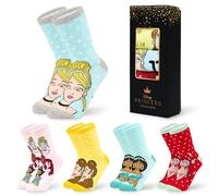 Disney Stitch Damen-Socken für Damen, wadenlang, weich, dehnbar, 5 Stück, Geschenke für Frauen, Multi Princess, 2.5/7.5 UK