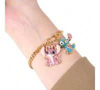 Disney Stitch Engel Armband, offiziell lizenziert, elektrolytisch beschichteter 3D-Anhänger, Anime Stern Baby Charakter Armreif, Schlangenknochen Armb