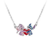 Disney Halskette Stitch & Angel Herz – Emaille, versilbert – 45,7 cm – Mädchen
