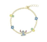 Disney Stitch Girls vergoldetes Armband mit Ananas- und Blumenanhänger, verstellbar