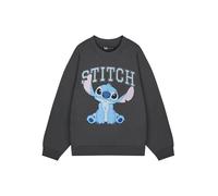 Disney Stitch Graues College-Sweatshirt für Damen | Niedlicher Cartoon Charakter Pullover Fanbekleidung | Bequemer Pullover für Damen