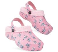 Disney Stitch Hausschuhe Kinder Mädchen - Fleece-gefütterte Kinder Clogs mit Rutschfester Sohle (Rosa Stitch, 30-31 EU)