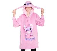 Disney Stitch Hoodie-Decke Kinder, Kapuzenpullover Mädchen mit Sherpa-Kapuze, 3D-Ohren, Kängurutasche - Mädchen Geschenke (Rosa Angel)