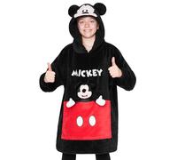 Disney Stitch Hoodie-Decke Kinder, Kapuzenpullover Mädchen mit Sherpa-Kapuze, 3D-Ohren, Kängurutasche - Mädchen Geschenke (Schwarz Mickey)