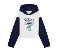Disney Stitch Kapuzenpullover Mädchen Cropped Hoodie Kinder Teenager 7-14 Jahre - Hoodie Mädchen Geschenke (9-10 Jahre,Weiß/Marineblau)