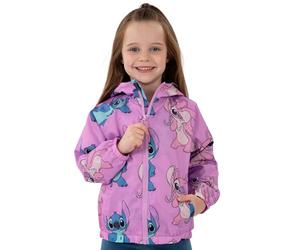 Disney Stitch Jacke, Regenjacke Kinder Mit Angel & Stitch, Leichte Jacke Mädchen Mit Kapuze, Stylische Regenjacke Mädchen Für Schule, Lila 140