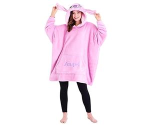 Disney Stitch Kapuzenpullover Damen Oversize Hoodie Decke mit Ärmeln Sherpa Weiche Warme und Komfortable Geschenke für Frauen Teenager (Rosa Angel)