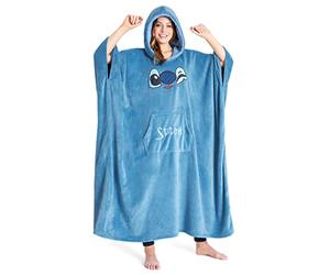 Disney Stitch Kapuzenpullover Damen Oversize Hoodie Decke mit Ärmeln Sherpa Weiche Warme und Komfortable Geschenke für Frauen Teenager (Blau Stitch Long)