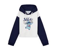 Disney Stitch Kapuzenpullover Mädchen Cropped Hoodie Kinder Teenager 7-14 Jahre - Hoodie Mädchen Geschenke (9-10 Jahre,Weiß/Marineblau)