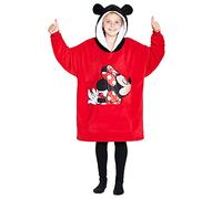 Disney Stitch Kapuzenpullover Mädchen, Übergroße Hoodie Decke Kinder mit Sherpa-Kapuze und Kängurutasche One Size (Rot Minnie)