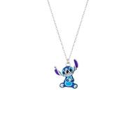 Disney Stitch Kette aus 925er Silber mit Blauer Emaille, Größenverstellbar, Für empfindliche Haut geeignet, für Damen und Mädchen, Geschenkverpackung inklusive, Offizieller Schmuck