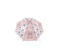 Disney Stitch Kinder Automatik-Regenschirm 82 cm rosa offiziell lizenzierter Stockschirm mit Cartoon Motiv wetterfest Metallgestell Kunststoffgriff für Jungen und Mädchen ab 3 Jahren