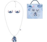 Disney Stitch Kinder Halskette und Ohrringe mit Themen-Anhänger und verstellbarer Kette in Geschenkbox | Offizielles Schmuckset für Mädchen ab 3 Jahren
