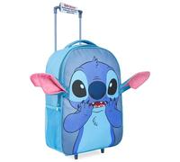 Disney Stitch Kinder Koffer Jungs und Mädchen Faltbarer Trolley mit 2 Rollen Handgepäck Reisekoffer für Urlaub Reisen 43x30x14cm