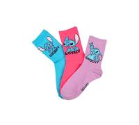 Disney Stitch Kinder Mädchen Socken 3 Paar Strümpfe Paket (DE/NL/SE/PL, Numerisch, 23, 26, Regular)