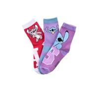 Disney Stitch Kinder Mädchen Socken 3 Paar Strümpfe Paket (DE/NL/SE/PL, Numerisch, 31, 34, Regular)