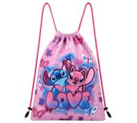 Disney Stitch Kinder Turnbeutel, Kordelzug Schwimmtasche, Gym Bag, Sporttasche - Geschenke für Kinder, Schwimmbeutel, verschiedene Größen (Rosa-Blau)