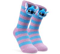 Disney Stitch Kuschelsocken Damen Größe 35-41 Warme Winter Stoppersocken Rutschfest, Geschenke für Frauen & Teenager (Blau/Pink Stitch)