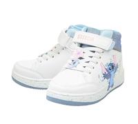 Disney Stitch Mädchen Hi-Top Sneaker, offizielles Lizenzprodukt, Lilo und Stitch-Schuhe, Weiß und Blau, Kinder-Sneaker mit Schnürung und Riemen, bequeme Freizeitschuhe, Größe 38 bis 36, weiß, 34 EU