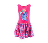 Disney Stitch Mädchen Kleid, Weiche Baumwolle Kleid 'Aloha' Design Kurzärmeliges für Mädchen, Größe 6 Jahre | Rosa