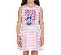 Disney Stitch Mädchen Kleid, Weiche Baumwolle Kurzarmkleid Motiv Stitch und Angel, Größen 6 bis 12 Jahre (DE/NL/SE/PL, Alter, 10 Jahre, Regular, Rosa)