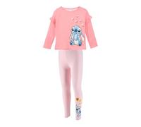 Disney Stitch Mädchen Langarmshirt und Leggings, 2-Teiliges Set T-Shirt und Leggings, Größen 3 bis 8 Jahre (DE/NL/SE/PL, Alter, 8 Jahre, Regular, Rosa)
