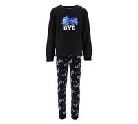 Disney Stitch Mädchen Schlafanzug, 2-Teiliger T-Shirt und Lange Hose 'Bye' Design Weicher Fleece Pyjama für Kinder, Größen 4 bis 10 Jahre (DE/NL/SE/PL, Alter, 6 Jahre, Regular, Schwarz)