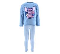 Disney Stitch Mädchen Schlafanzug, 2-Teiliger T-Shirt und Lange Hose Weicher Fleece Engel Design Pyjama für Kinder, Größen 4 bis 10 Jahre
