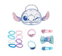 Disney Stitch Mädchen Schönheitsset, bestehend aus 2 Haarspangen, 8 Haargummis, 1 Haarspange mit Schleife, 2 Haargummis und Einer Handtasche, Geschenkidee für Mädchen mit Haaraccessoires