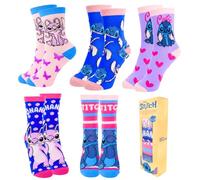 Disney Stitch Mädchen Socken, Stitch und Angel Design 5er-Set Klassische Teenager Socken, Größen EU 31 bis 38 (DE/NL/SE/PL, Numerisch, 35, 38, Regular, Mehrfarbig)